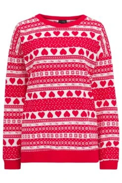 Pour Moi Fairisle Cotton Jersey Pyjama Set - Red White -Cheap Clozi Vibe Store 295712 20230328082700