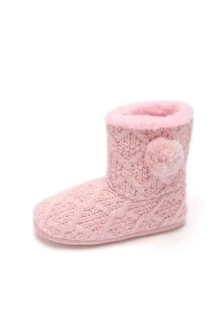 Pour Moi Cable Knit Faux Fur Lined Bootie Slipper - Blush -Cheap Clozi Vibe Store 295724 20221115153400