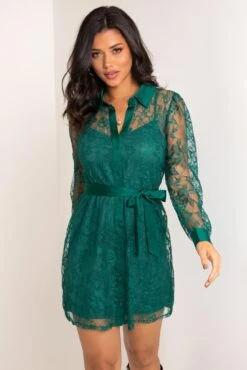 Pour Moi Clara Long Sleeve Lace Shirt Dress - Forest 12 Pour Moi Clara Long Sleeve Lace Shirt Dress - Forest -Cheap Clozi Vibe Store 297599 20221028133000