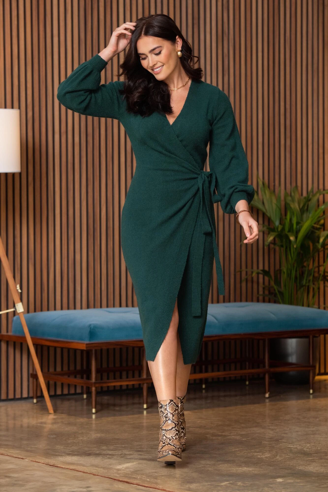 Pour Moi Elle Knit Midi Wrap Dress - Forest 3 Pour Moi Elle Knit Midi Wrap Dress - Forest - Image 3