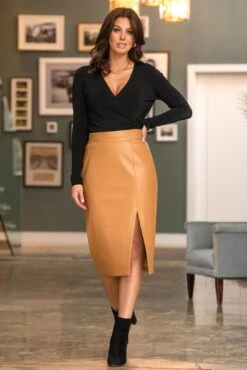 Pour Moi Elise Faux Leather Midi Pencil Skirt - Camel 8 Pour Moi Elise Faux Leather Midi Pencil Skirt - Camel -Cheap Clozi Vibe Store 297934 20230919103800