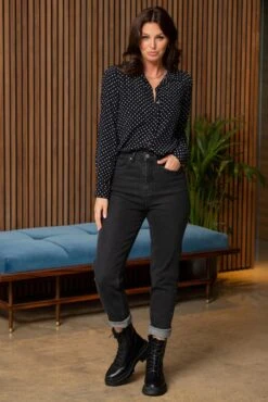 Pour Moi Kelly Woven Viscose Shirt - Black Spot -Cheap Clozi Vibe Store 297948 20230210164200