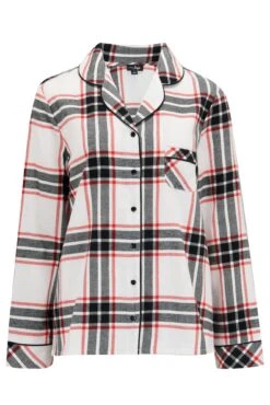 Pour Moi Cosy Check Brushed Cotton Pyjama Set - White/Black -Cheap Clozi Vibe Store 297964 20230807170500