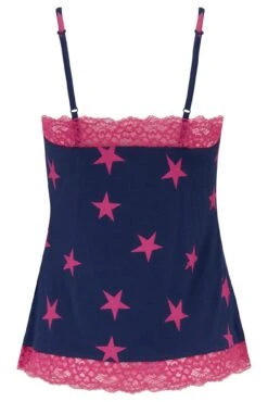 Pour Moi Sofa Loves Lace Jersey Cami And Short PJ Set - Navy/Pink -Cheap Clozi Vibe Store 298124 20221115153200