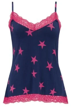 Pour Moi Sofa Loves Lace Jersey Cami And Short PJ Set - Navy/Pink -Cheap Clozi Vibe Store 298126 20221115153200