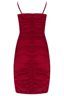 Pour Moi Elena Stretch Satin Bodycon Mini Dress - Deep Red -Cheap Clozi Vibe Store 299014 20221025105000