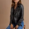 Pour Moi Michelle Faux Leather Biker Jacket - Black