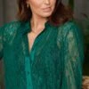 Pour Moi Clara Lace Button Front Long Sleeve Shirt - Forest