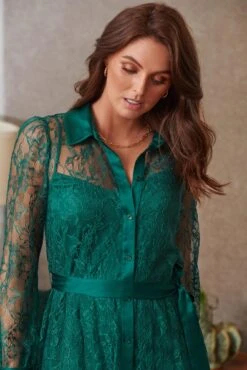 Pour Moi Clara Long Sleeve Lace Shirt Dress - Forest 10 Pour Moi Clara Long Sleeve Lace Shirt Dress - Forest -Cheap Clozi Vibe Store 299609 20221028133000