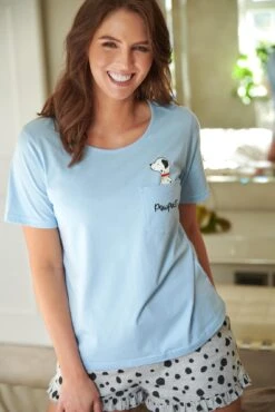 Pour Moi Pawfect Cotton Jersey Short Pyjama Set - Blue -Cheap Clozi Vibe Store 300579 20221114164700