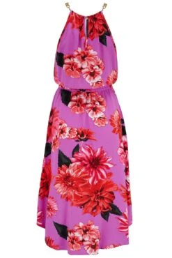 Pour Moi Gold Chain High Neck Beach Dress - Ultraviolet Floral -Cheap Clozi Vibe Store 301957 20230210152000