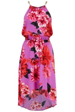 Pour Moi Gold Chain High Neck Beach Dress - Ultraviolet Floral -Cheap Clozi Vibe Store 301958 20230210152000