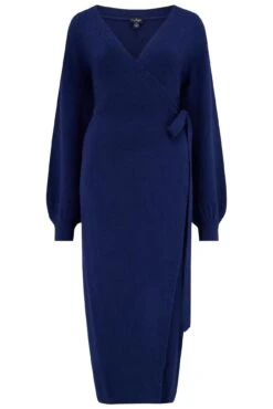 Pour Moi Elle Knit Midi Wrap Dress - Navy -Cheap Clozi Vibe Store 302477 20221212100900