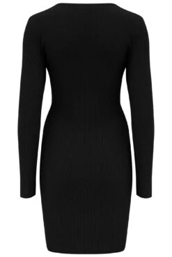 Pour Moi Layla Rib Knit V-Neck Bodycon Mini Dress With LENZING™ ECOVERO™ Viscose - Black -Cheap Clozi Vibe Store 302516 20230209165200