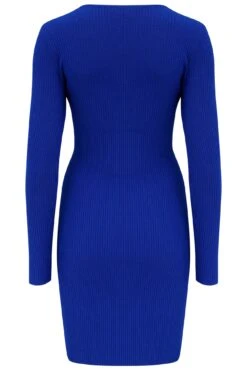 Pour Moi Layla Rib Knit V-Neck Bodycon Mini Dress With LENZING™ ECOVERO™ Viscose - Cobalt -Cheap Clozi Vibe Store 302530 20221212140600