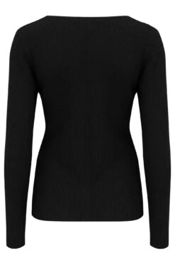 Pour Moi Layla LENZING™ ECOVERO™ Viscose Rib Knit V-Neck Long Sleeve Top - Black -Cheap Clozi Vibe Store 302587 20230209165700