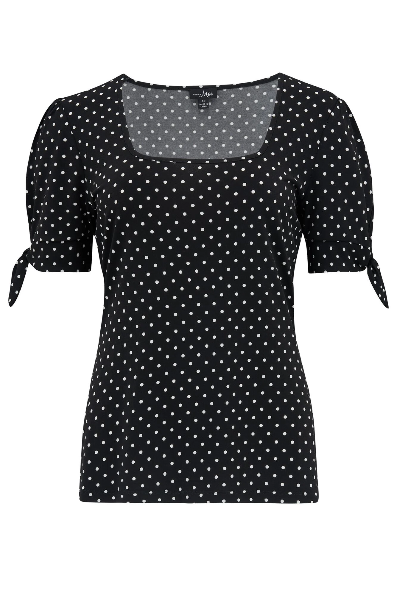 Pour Moi Birdie Square Neck Slinky Stretch Top - Black Spot 5 Pour Moi Birdie Square Neck Slinky Stretch Top - Black Spot - Image 5
