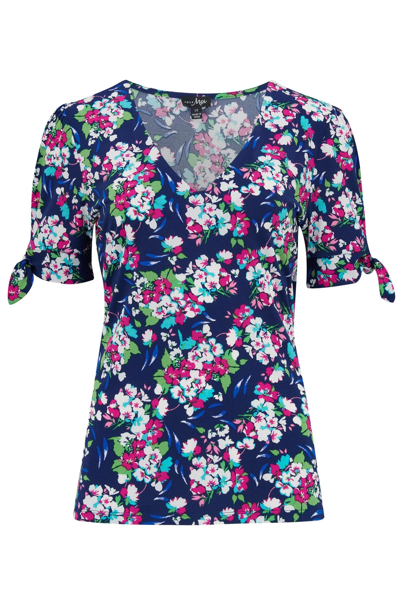 Pour Moi Bella Slinky Jersey Stretch Top - Navy Floral 5 Pour Moi Bella Slinky Jersey Stretch Top - Navy Floral - Image 5