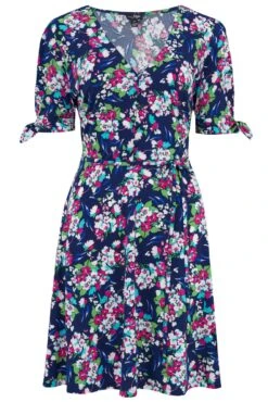 Pour Moi Bella Slinky Stretch Tie Sleeve Tea Dress - Navy Floral 10 Pour Moi Bella Slinky Stretch Tie Sleeve Tea Dress - Navy Floral -Cheap Clozi Vibe Store 305608 20230209115400