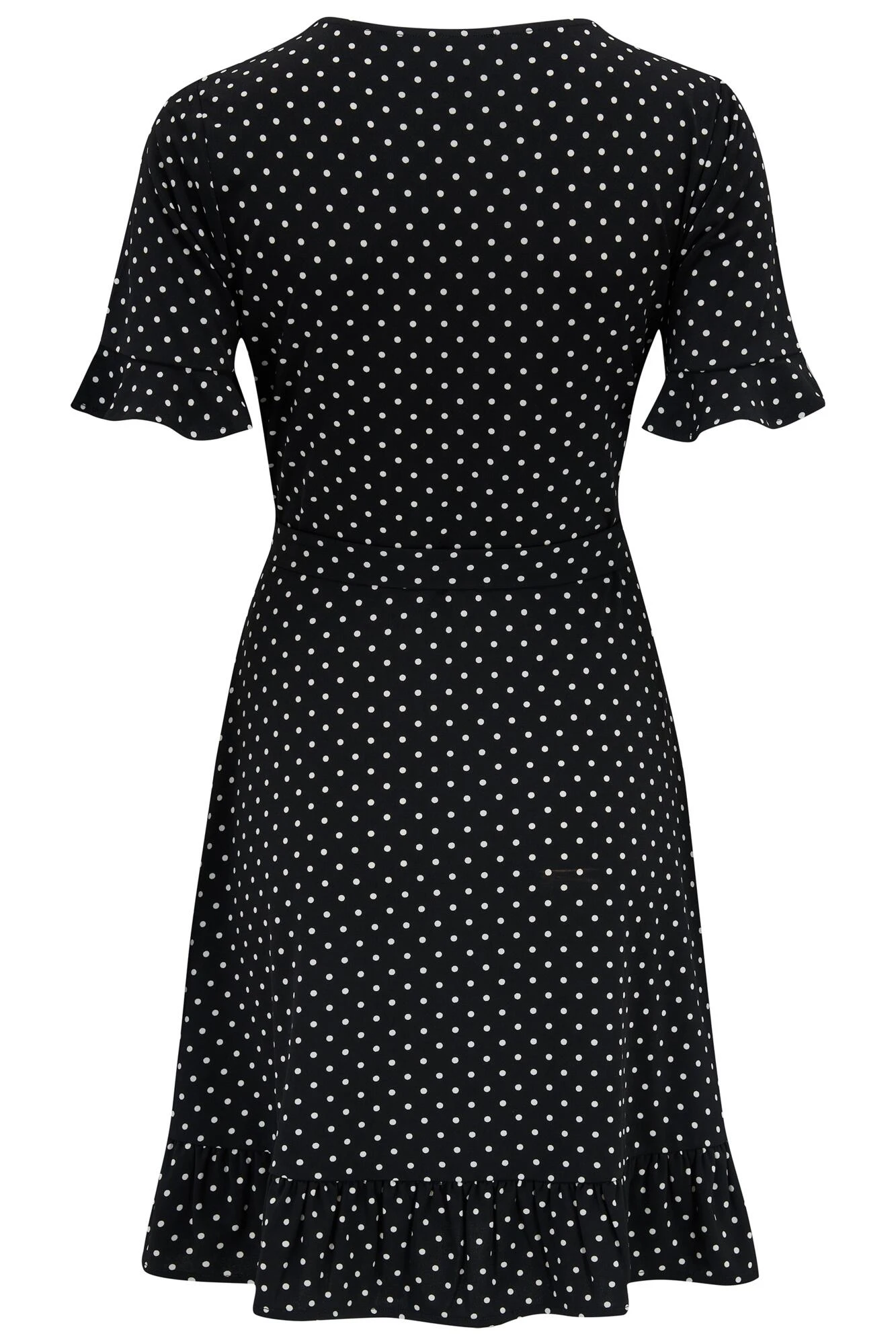 Pour Moi Birdie Frill Detail Slinky Stretch Dress - Black Spot 7 Pour Moi Birdie Frill Detail Slinky Stretch Dress - Black Spot - Image 7