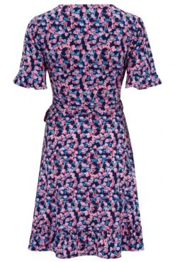 Pour Moi Birdie Frill Detail Slinky Stretch Dress - Navy Floral -Cheap Clozi Vibe Store 305655 20230105155600