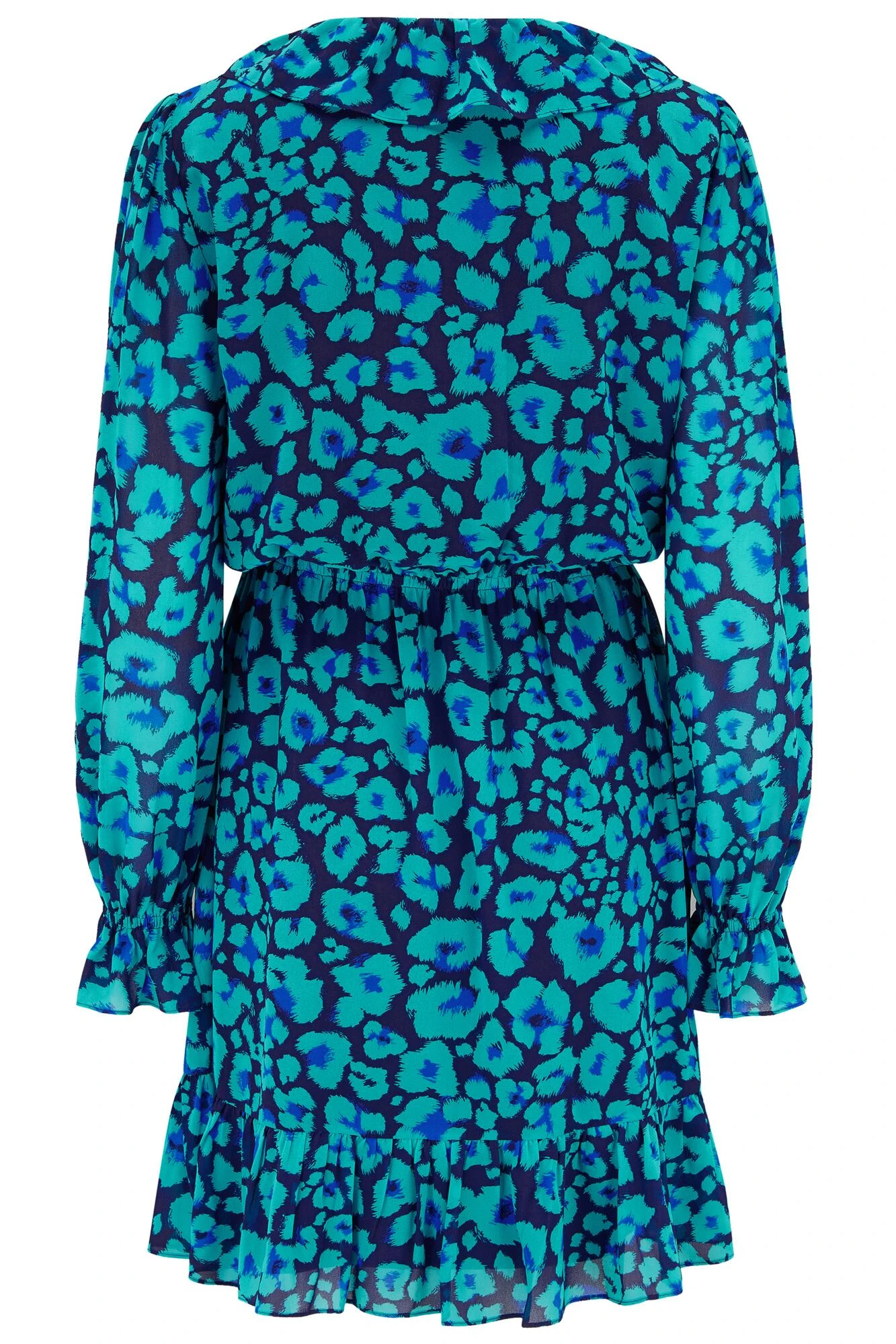 Pour Moi Nico Frill Detail Chiffon Dress - Navy/Aqua 8 Pour Moi Nico Frill Detail Chiffon Dress - Navy/Aqua - Image 8