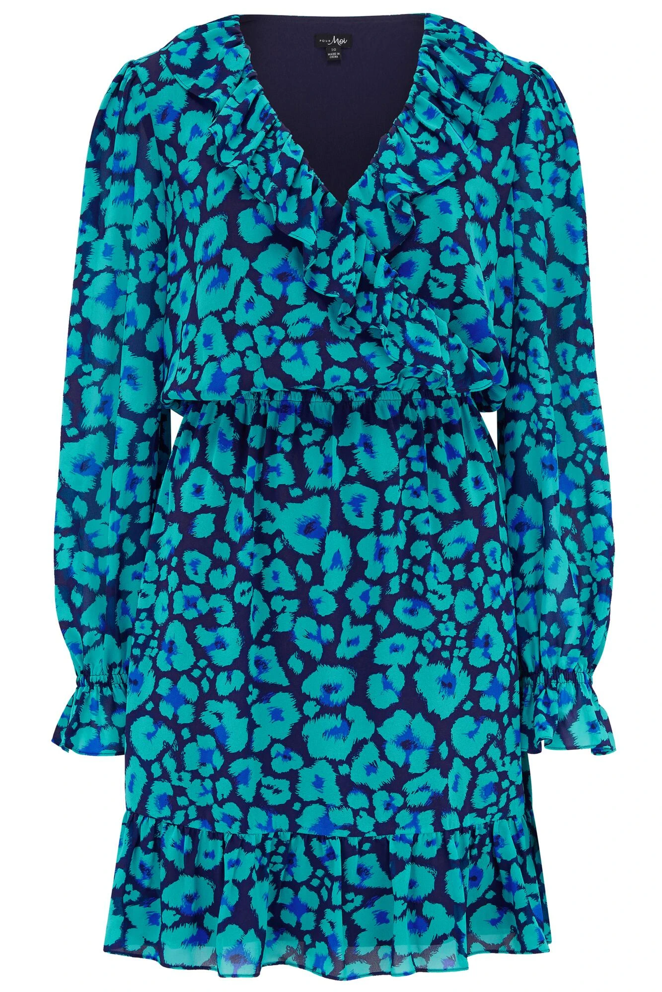 Pour Moi Nico Frill Detail Chiffon Dress - Navy/Aqua 7 Pour Moi Nico Frill Detail Chiffon Dress - Navy/Aqua - Image 7