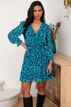 Pour Moi Nico Frill Detail Chiffon Dress - Navy/Aqua 12 Pour Moi Nico Frill Detail Chiffon Dress - Navy/Aqua -Cheap Clozi Vibe Store 305798 20230105164300