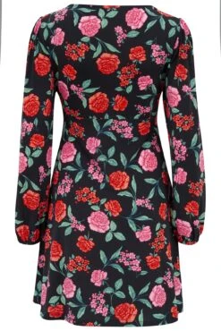 Pour Moi Bianca Cut Out Detail Slinky Stretch Dress - Black Floral -Cheap Clozi Vibe Store 305936 20230106110700