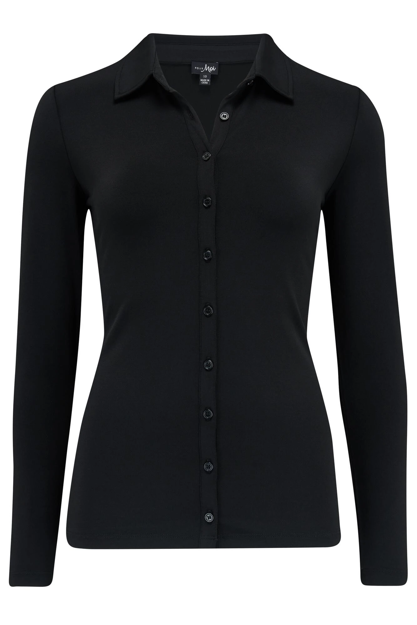 Pour Moi Bailey Slinky Jersey Stretch Shirt - Black 5 Pour Moi Bailey Slinky Jersey Stretch Shirt - Black - Image 5