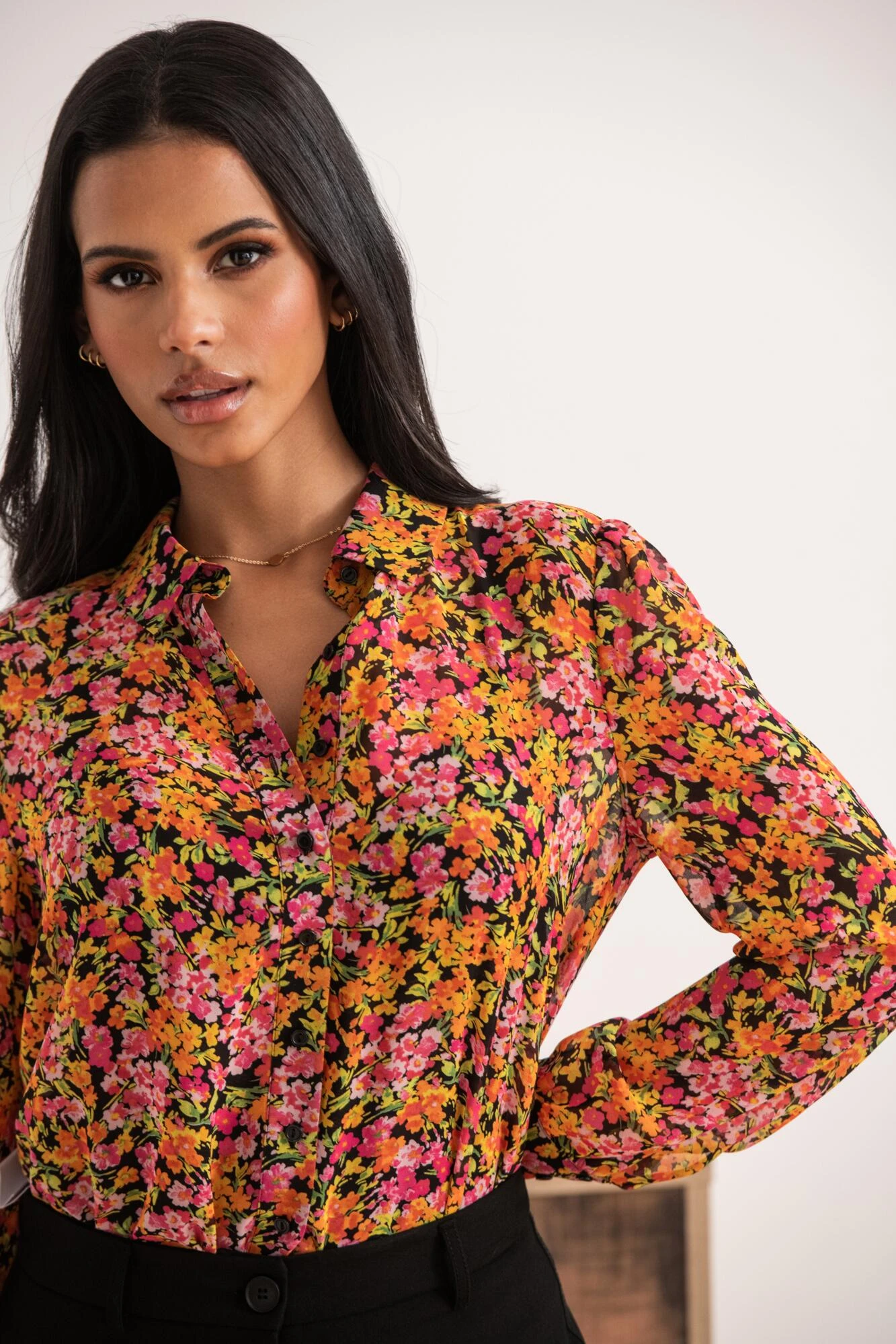 Pour Moi Natalya Chiffon Shirt - Multi 1 Pour Moi Natalya Chiffon Shirt - Multi