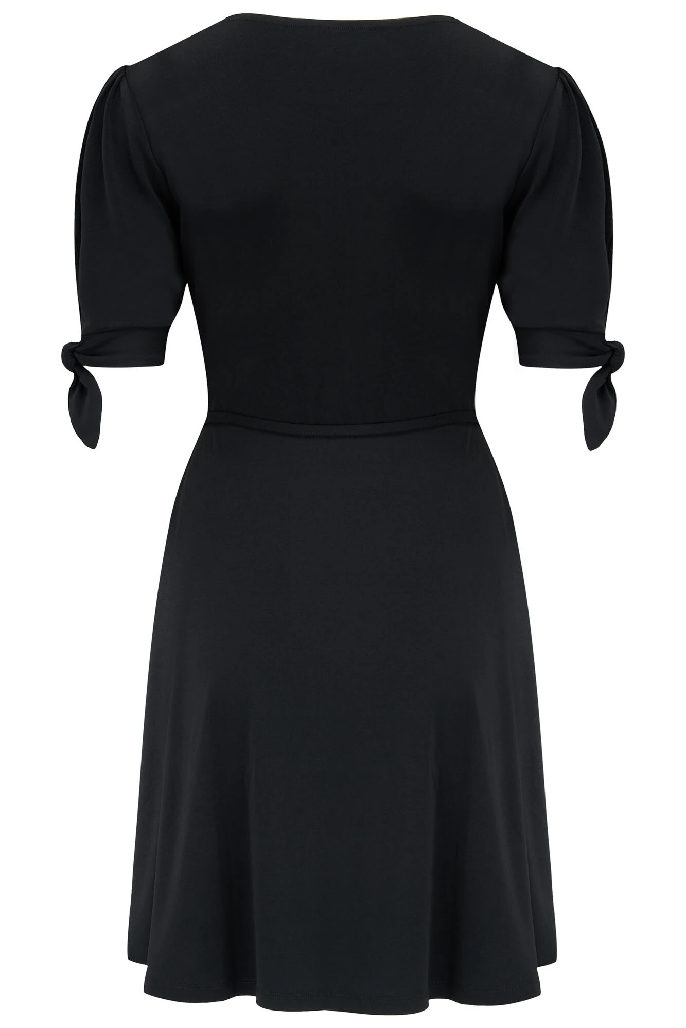 Pour Moi Bella Slinky Stretch Tie Sleeve Tea Dress - Black 6 Pour Moi Bella Slinky Stretch Tie Sleeve Tea Dress - Black - Image 6