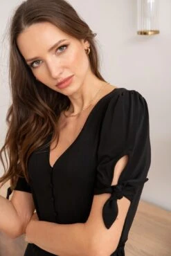 Pour Moi Bella Slinky Stretch Tie Sleeve Tea Dress - Black 8 Pour Moi Bella Slinky Stretch Tie Sleeve Tea Dress - Black -Cheap Clozi Vibe Store 306260 20230725162300