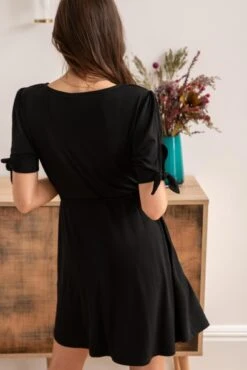 Pour Moi Bella Slinky Stretch Tie Sleeve Tea Dress - Black 9 Pour Moi Bella Slinky Stretch Tie Sleeve Tea Dress - Black -Cheap Clozi Vibe Store 306262 20230106163100