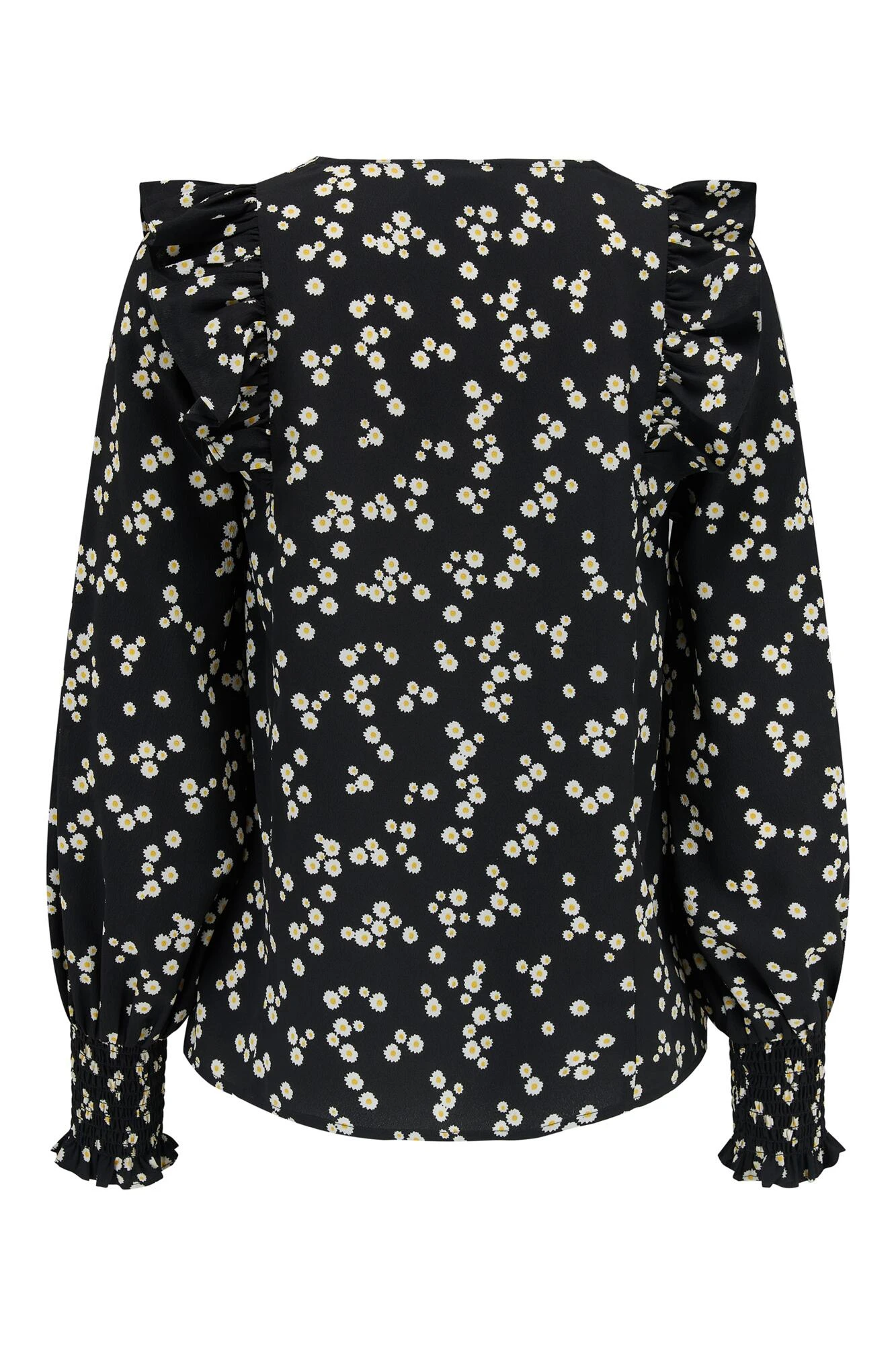 Pour Moi Maggie Woven Button Through Frill Blouse - Black Ditsy 7 Pour Moi Maggie Woven Button Through Frill Blouse - Black Ditsy - Image 7