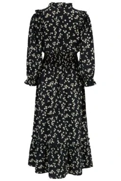 Pour Moi Maggie Woven Frill Midi Dress - Black Ditsy -Cheap Clozi Vibe Store 306338 20230919164200