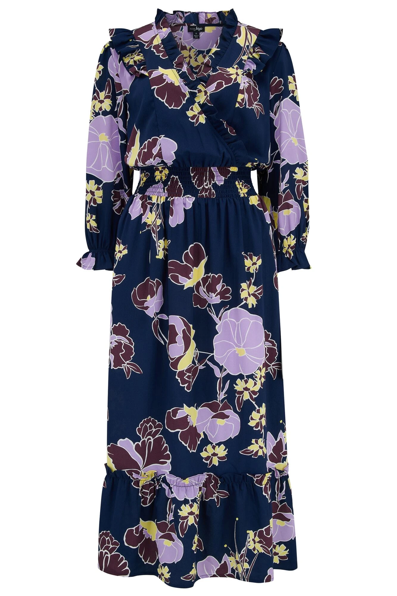 Pour Moi Maggie Woven Frill Midi Dress - Navy Floral 5 Pour Moi Maggie Woven Frill Midi Dress - Navy Floral - Image 5