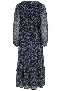 Pour Moi Lily Chiffon Frill Midaxi Dress - Navy Ditsy -Cheap Clozi Vibe Store 306383 20230919164400