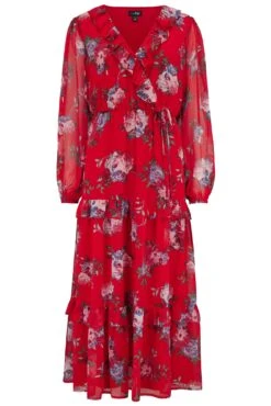 Pour Moi Lily Chiffon Frill Midaxi Dress - Red Floral 12 Pour Moi Lily Chiffon Frill Midaxi Dress - Red Floral -Cheap Clozi Vibe Store 306400 20230517154600