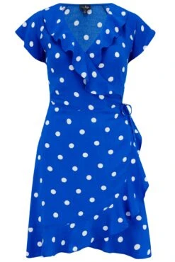 Pour Moi LENZING™ ECOVERO™ Viscose Frill Wrap Beach Dress - Blue/White -Cheap Clozi Vibe Store 307604 20230518121400