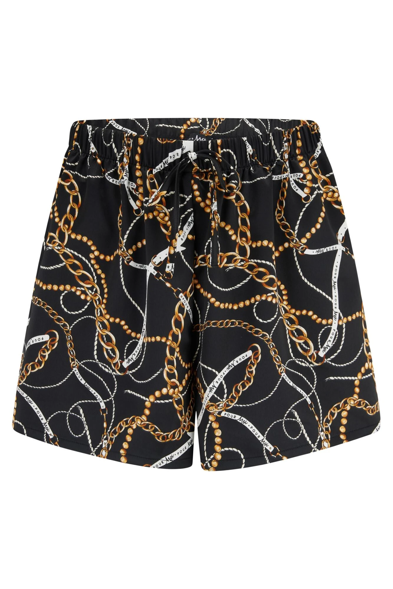 Pour Moi Satin Print Revere Collar Short PJ Set - Black/Gold Chain 8 Pour Moi Satin Print Revere Collar Short PJ Set - Black/Gold Chain - Image 8