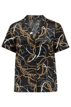 Pour Moi Satin Print Revere Collar Short PJ Set - Black/Gold Chain 14 Pour Moi Satin Print Revere Collar Short PJ Set - Black/Gold Chain -Cheap Clozi Vibe Store 308144 20230522144400