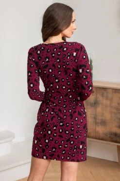 Pour Moi Bryony Slinky Stretch Jersey Wrap Mini Dress - Berry Leopard 9 Pour Moi Bryony Slinky Stretch Jersey Wrap Mini Dress - Berry Leopard -Cheap Clozi Vibe Store 308233 20230124125500