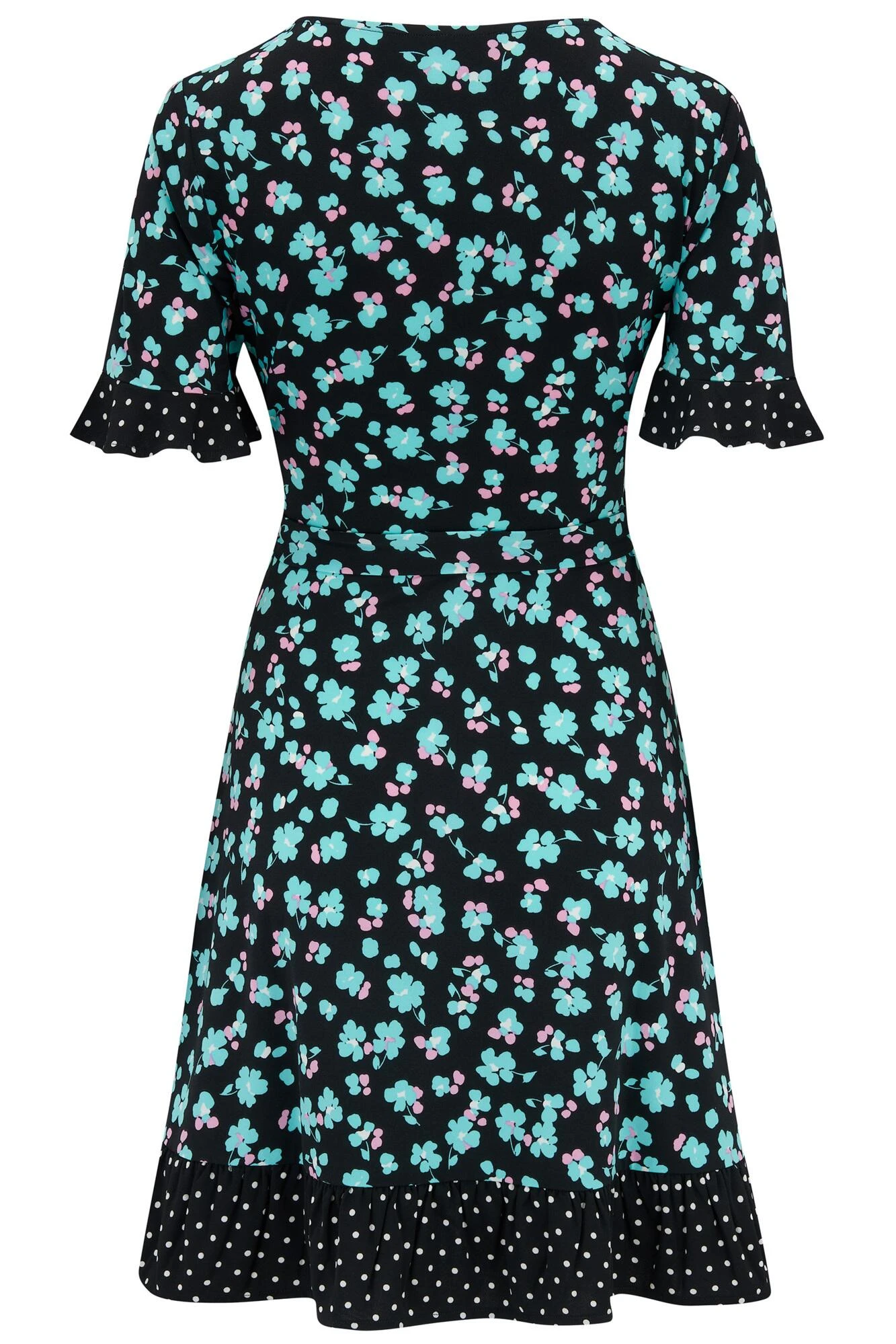 Pour Moi Birdie Frill Detail Slinky Stretch Dress - Black Mix 7 Pour Moi Birdie Frill Detail Slinky Stretch Dress - Black Mix - Image 7