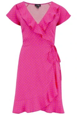 Pour Moi LENZING™ ECOVERO™ Viscose Frill Wrap Beach Dress - Pink/Orange -Cheap Clozi Vibe Store 310103 20230518121500