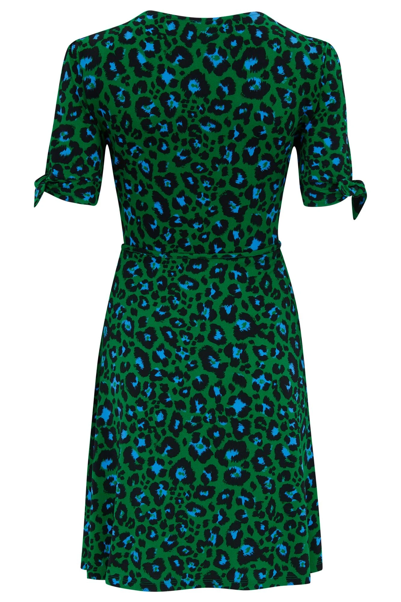 Pour Moi Bella Slinky Stretch Tie Sleeve Tea Dress - Green Leopard 6 Pour Moi Bella Slinky Stretch Tie Sleeve Tea Dress - Green Leopard - Image 6