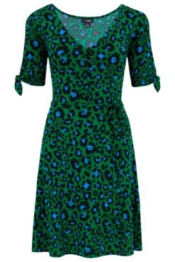 Pour Moi Bella Slinky Stretch Tie Sleeve Tea Dress - Green Leopard 10 Pour Moi Bella Slinky Stretch Tie Sleeve Tea Dress - Green Leopard -Cheap Clozi Vibe Store 310933 20230608100800
