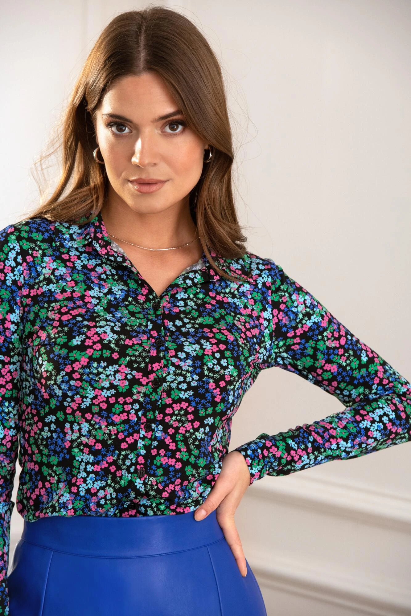 Pour Moi Bailey Slinky Jersey Stretch Shirt - Black Ditsy 3 Pour Moi Bailey Slinky Jersey Stretch Shirt - Black Ditsy - Image 3