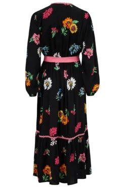 Pour Moi Amara Wrap Front Tiered Woven Midi Dress - Black Floral -Cheap Clozi Vibe Store 311294 20230505114200