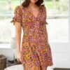Pour Moi Bella Slinky Stretch Tie Sleeve Tea Dress - Ditsy Floral